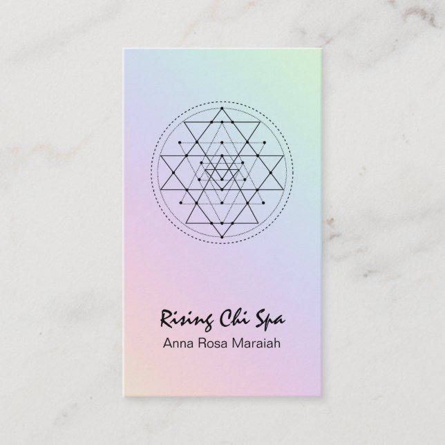 *~* Reiki Yoga Rainbow Sacred Geometry Pastel Business Card (Front)