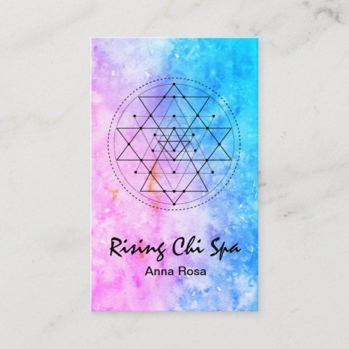  Reiki Yoga Watercolor Sacred Geometry Business Card