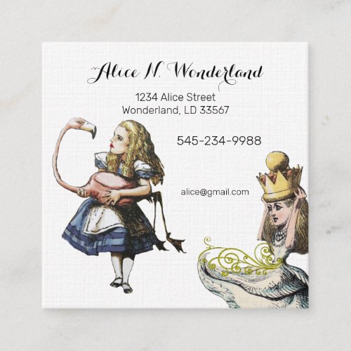 Reilaboration of Vintage Alice in Wonderland Square Business Card