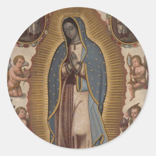 Reilgious Spanish Virgin Mary de Guadalupe Classic Round Sticker