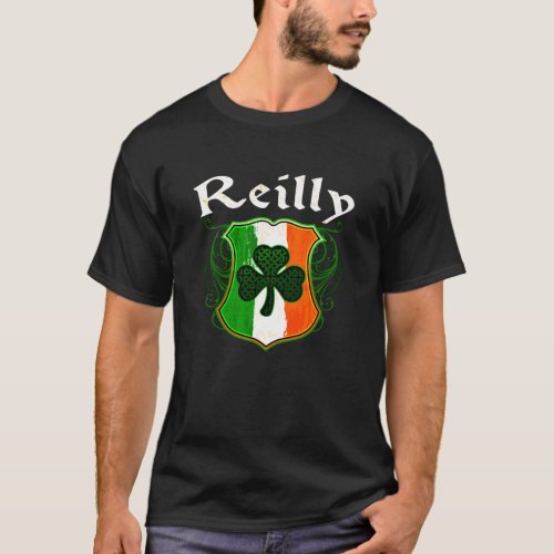 Reilly Irish Surname Ireland Flag Shield Shamrock  T_Shirt