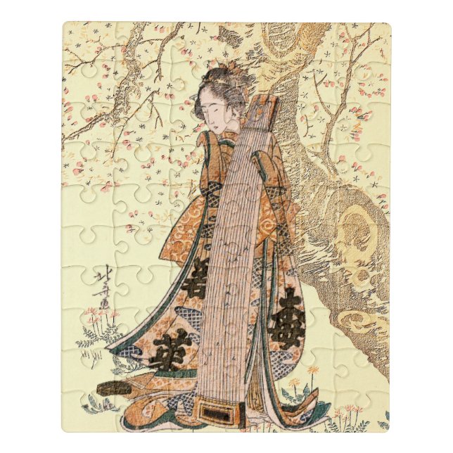 Reimage Hokusai’s Japanese woman cherry Tree  Jigsaw Puzzle (Puzzle Vertical)
