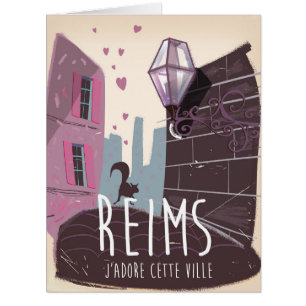 Reims France city travel poster Cards