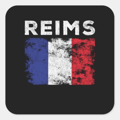 Reims France Flag French Souvenir Square Sticker