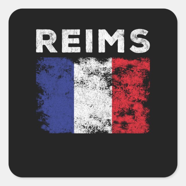 Reims France Flag French Souvenir Square Sticker (Front)