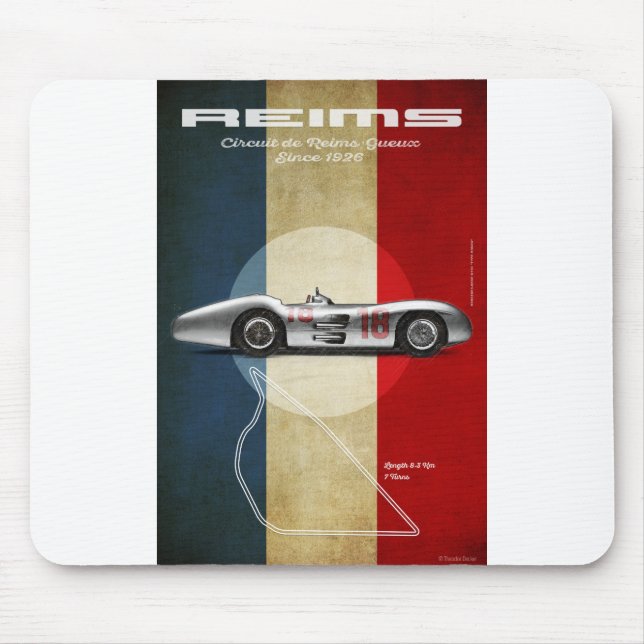 Reims Racetrack Vintage Mercedes Mouse Pad (Front)
