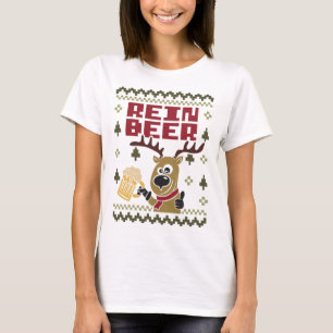Rein Beer Funny Reindeer Ugly Christmas T-Shirt