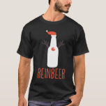 Reinbeer Funny Christmas Gift Santa Hat Antler T-Shirt<br><div class="desc">Holiday tshirt gift stocking stuffer. Santa Claus says ho ho ho Merry Christmas with reindeer sleigh snow. Wear with ugly sweater t-shirt footed pajamas pjs jammies,  have eggnog under mistletoe. Hang lights decorations ornaments candy cane gingerbread man</div>