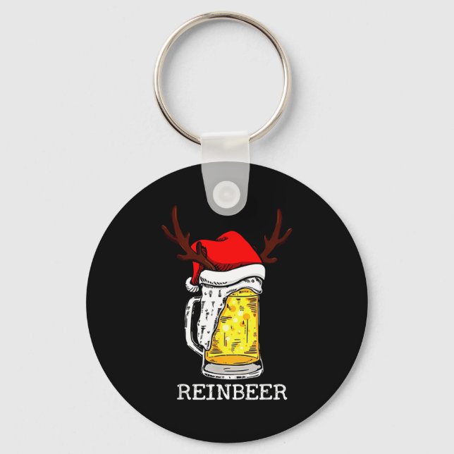 Reinbeer Winedeer Santa Hat Reindeer Couple Xmas M Keychain (Front)