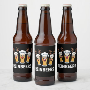 Reinbeers Funny Reindeer Beer Christmas Drinking Beer Bottle Label