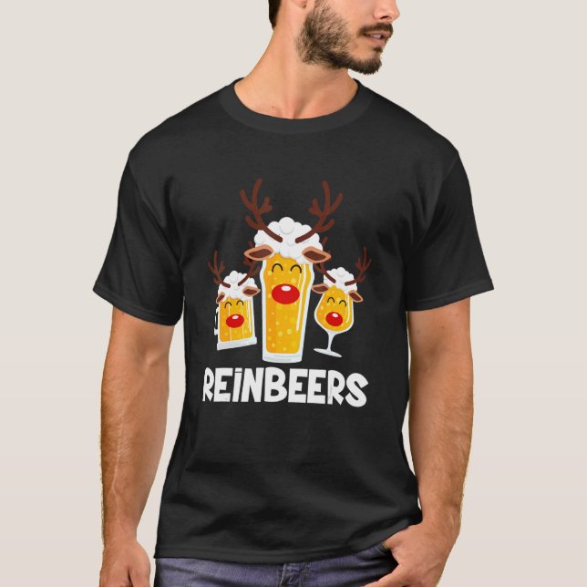 Reinbeers Xmas Pajama  Reindeer Beer Christmas Dri T-Shirt (Front)