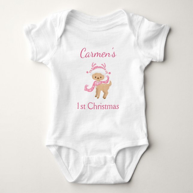 Reindeer 1st Christmas  Baby Bodysuit (Front)
