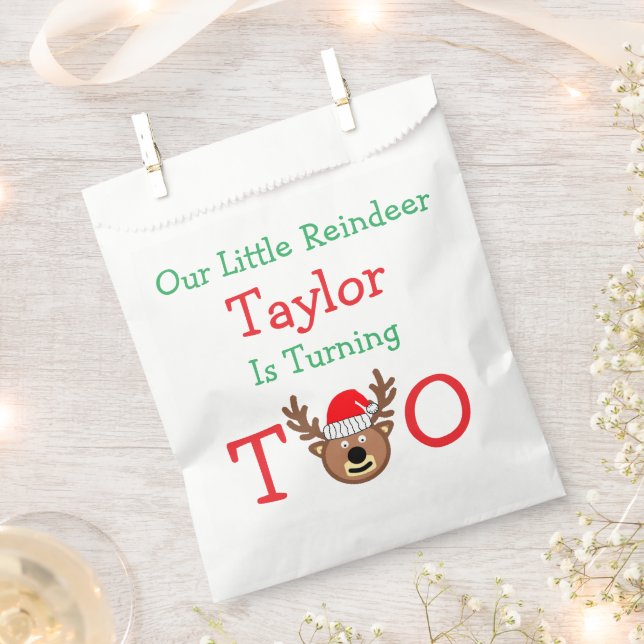 Reindeer 2nd Birthday Favor Bag (Clipped)