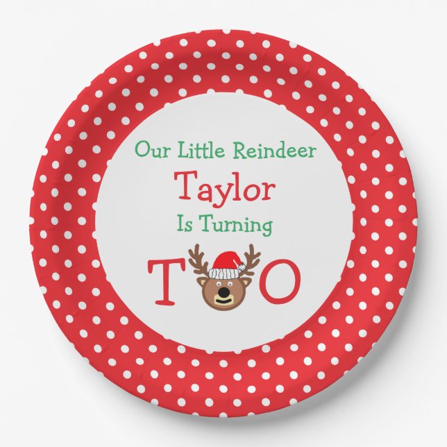 Reindeer 2nd Birthday Paper Plates (Front)