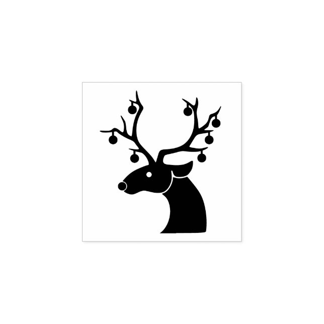 Reindeer and Baubles Rubber Stamp (Imprint)