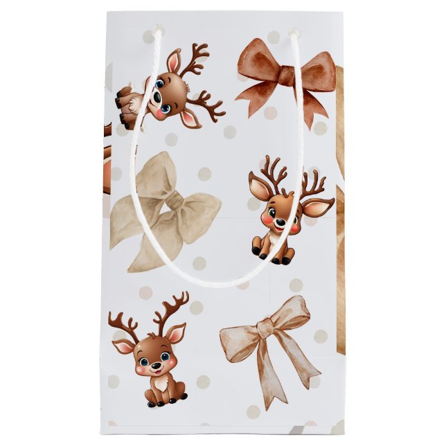 Reindeer and Bows Coquette Gift Bag (Front)