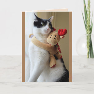 reindeer and cat greeting card