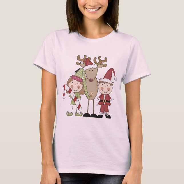 Reindeer and Elves T-shirts and Gifts (Front)