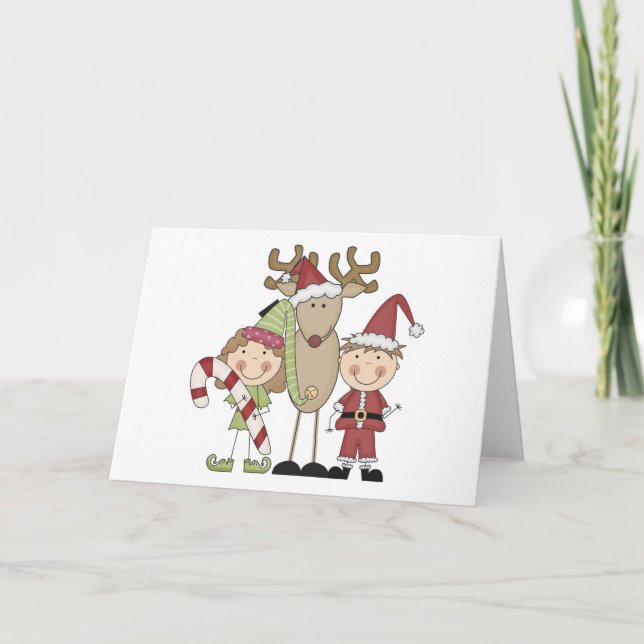 Reindeer and Elves T-shirts and Gifts Holiday Card (Front)