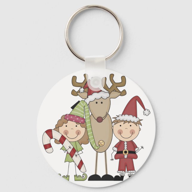 Reindeer and Elves T-shirts and Gifts Keychain (Front)