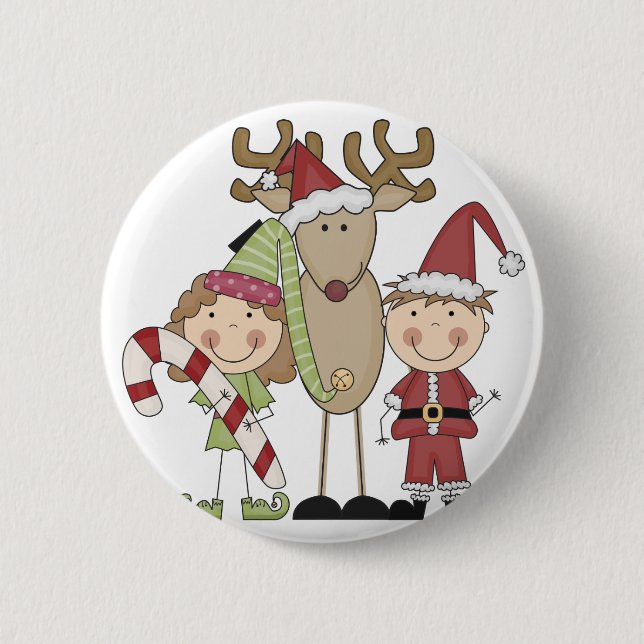 Reindeer and Elves T-shirts and Gifts Pinback Button (Front)