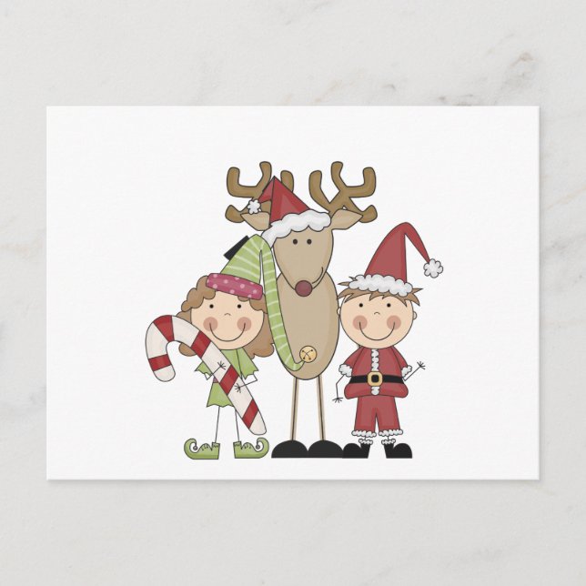 Reindeer and Elves T-shirts and Gifts Postcard (Front)