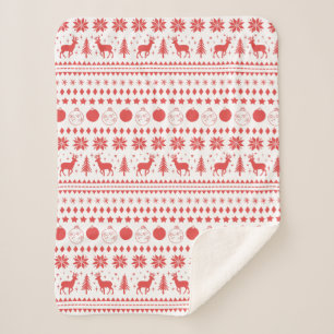 Reindeer and Festive Christmas Sherpa Blanket
