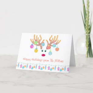 Reindeer and Ornaments Holiday Greeting Card