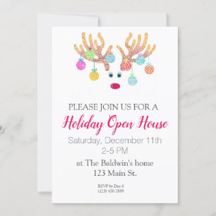 Reindeer and Ornaments Party Invitation