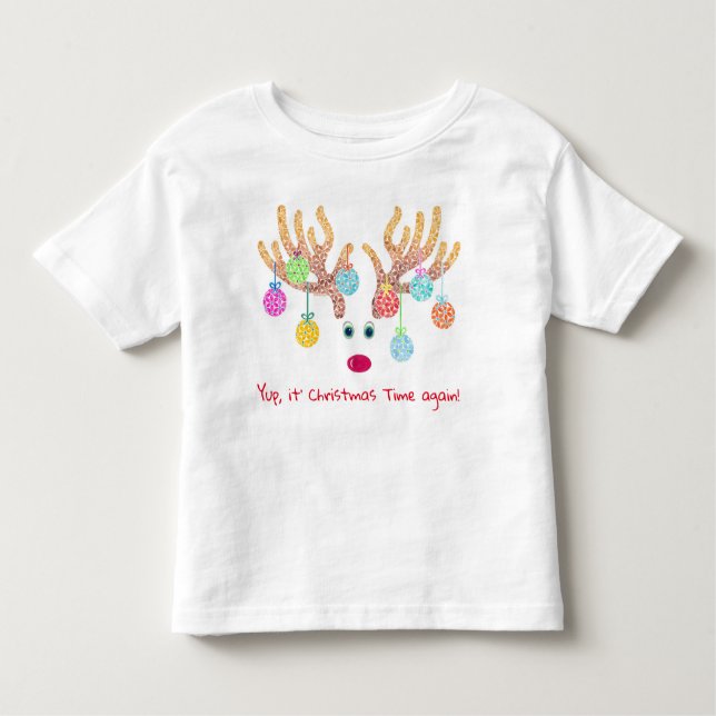 Reindeer and Ornaments Toddler T-shirt (Front)