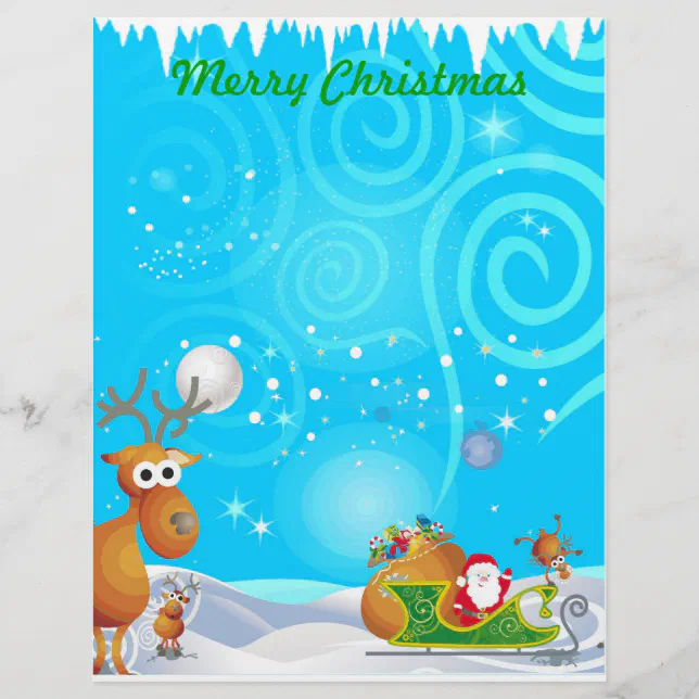 Reindeer and Santa Stationery | Zazzle