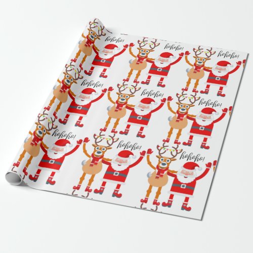 Reindeer and Santa Wrapping Paper