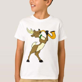 Reindeer And Saxophone T-shirt by santasgrotto at Zazzle