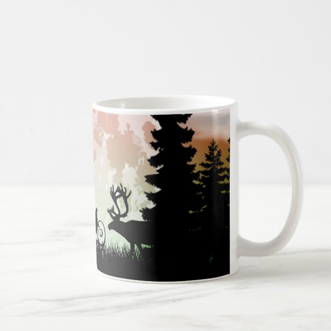 Reindeer and Sleigh Silhouette Coffee Mug (Right)