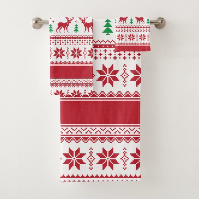 Reindeer and Snowflakes Christmas Bath Towel Set