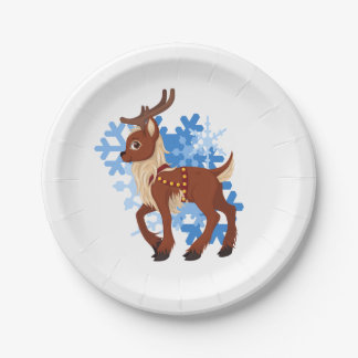 Reindeer and Snowflakes Paper Plates
