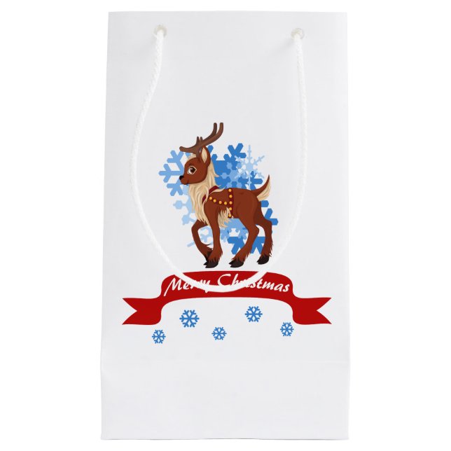 Reindeer And Snowflakes Small Gift Bag (Front)
