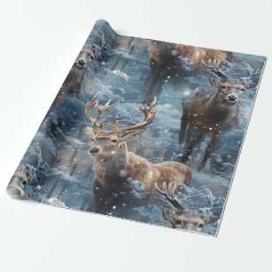 Reindeer and snowflakes wrapping paper