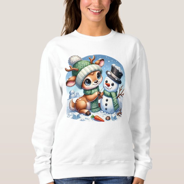 Reindeer And Snowman  Sweatshirt (Front)