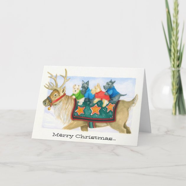 Reindeer And Terriers Christmas Invitation