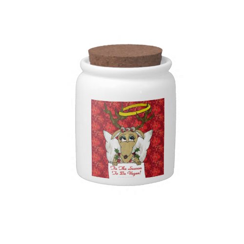 Reindeer Angel Tis The Season to Be Vegan Candy Jar