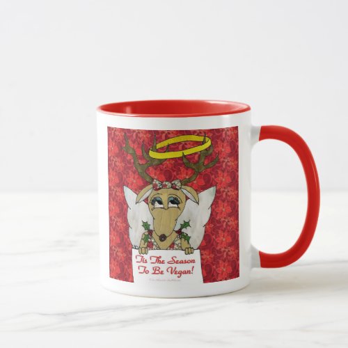 Reindeer Angel Tis The Season to Be Vegan Mug