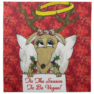 Reindeer Angel Tis The Season to Be Vegan Napkin