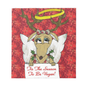 Reindeer Angel Tis The Season to Be Vegan Notepad