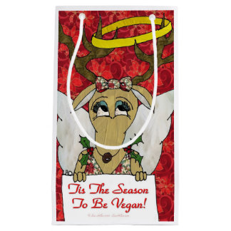 Reindeer Angel Tis The Season to Be Vegan Small Gift Bag