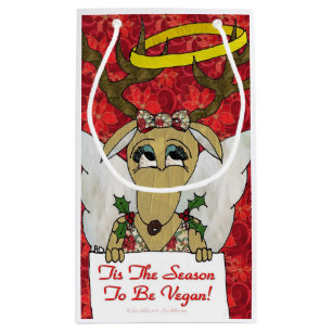 Reindeer Angel Tis The Season to Be Vegan Small Gift Bag