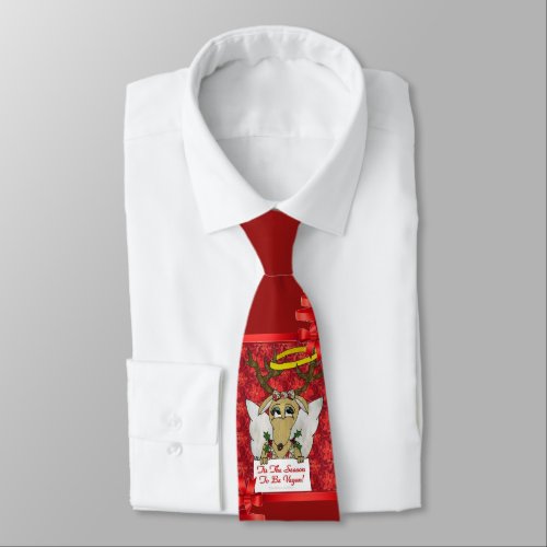 Reindeer Angel Tis The Season to Be Vegan Tie