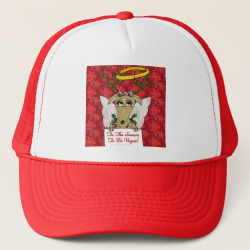 Reindeer Angel Tis The Season to Be Vegan Trucker Hat