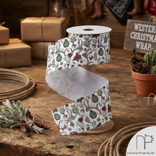 Reindeer Antler Country Christmas White Ribbon