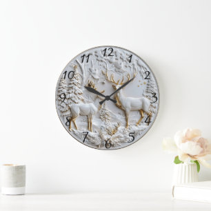 Reindeer Antlers Christmas Spirit Large Clock